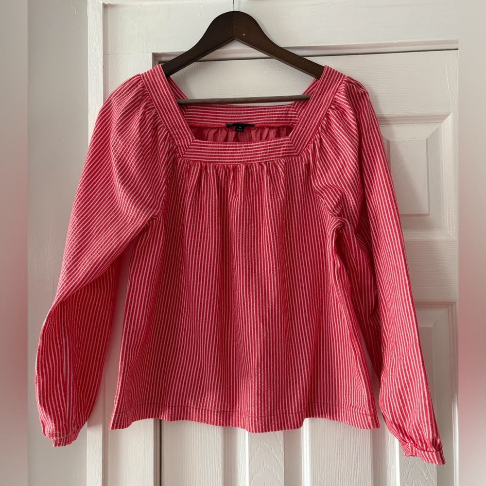 J. Crew Red Striped Women's Top Size Medium EUC
